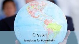  Presentation with globe - Theme enhanced with global expansion - close-up of a businessman holding background and a light blue colored foreground