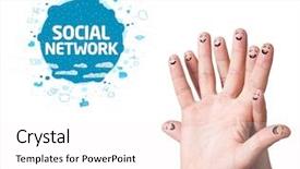  Presentation with finger - Theme enhanced with global family - happy finger smileys with social background and a pink colored foreground