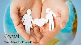  Presentation with population - Theme with global family - people population charity and love background and a coral colored foreground