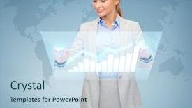  Presentation with virtual technology - Colorful presentation theme enhanced with global finance - business and future technology concept backdrop and a sky blue colored foreground