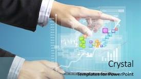  Presentation with touch screen - Slide deck enhanced with global finance - touch screen touch- tablet background and a light blue colored foreground