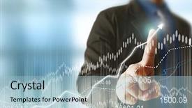  Presentation with financial - Slides featuring global foreign currency exchange - businessman with financial symbols coming background and a light blue colored foreground