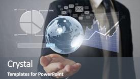  Presentation with foreign currency exchange - Amazing PPT theme having global foreign currency exchange - businessman with financial symbols coming backdrop and a gray colored foreground