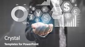  Presentation with foreign currency exchange - Cool new slides with global foreign currency exchange - businessman with financial symbols coming backdrop and a gray colored foreground