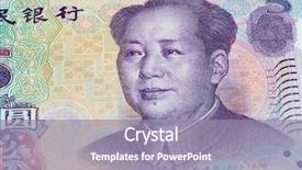  Presentation with foreign currency exchange - Theme having global foreign currency exchange - collection of the chinese banknotes background and a mint green colored foreground