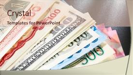  Presentation with foreign currency exchange - Audience pleasing presentation consisting of global foreign currency exchange - money from different countries arranged backdrop and a lemonade colored foreground