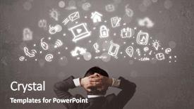  Presentation with modern - Theme having global future - business man looking at modern background and a dark gray colored foreground