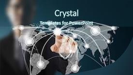  Presentation with social - Slides with global hands - business men hand pushing social background and a ocean colored foreground