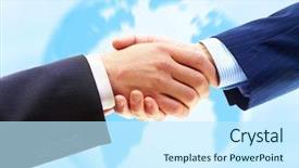  Presentation with blue handshake - Slide deck consisting of global hands - business people handshake of businessman background and a cool aqua colored foreground