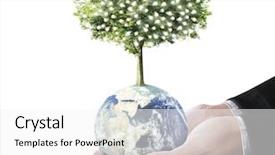  Presentation with earth planet globe - Theme with global hands - globe earth in human hand background and a  colored foreground