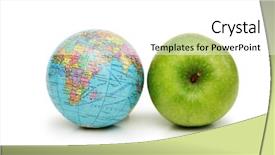  Presentation with green apples - Beautiful slide deck featuring global health - globe and green apples isolated backdrop and a white colored foreground