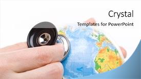  Presentation with peoplearound globe - PPT theme consisting of global health - globe with stethoscope background and a  colored foreground