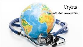  Presentation with history earth globe isolated white - Amazing presentation having global health - globe with stethoscope backdrop and a white colored foreground