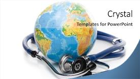  Presentation with religious globe - Presentation theme with global health - globe with stethoscope background and a white colored foreground