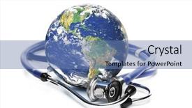 Presentation with history earth globe isolated white - Presentation theme having global health - globe with stethoscope background and a teal colored foreground