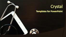  Presentation with dark - PPT layouts featuring global health - stethoscope and tablet on dark background and a  colored foreground