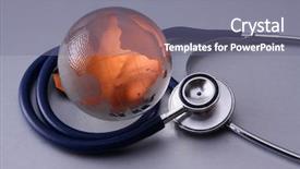  Presentation with globe - Presentation theme with global health - stethoscope on globe background and a  colored foreground