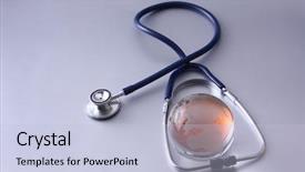  Presentation with globe - Presentation theme enhanced with global health - stethoscope on globe background and a light blue colored foreground