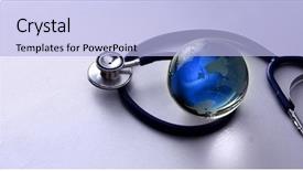  Presentation with global health - Cool new PPT layouts with global health - stethoscope backdrop and a light blue colored foreground