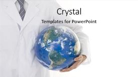  Presentation with healthcare - PPT theme having global healthcare - doctor who has globe background and a white colored foreground