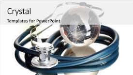  Presentation with globe - Theme having global healthcare - globe and stethoscope isolated background and a  colored foreground