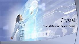  Presentation with doctor helps to get out of bed an elderly woman - Presentation theme featuring global healthcare - image of young woman doctor background and a  colored foreground