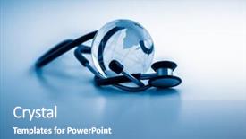  Presentation with globe - Amazing PPT theme having global healthcare globe and stethoscope backdrop and a  colored foreground