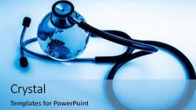  Presentation with globe - Presentation theme consisting of global healthcare globe and stethoscope background and a light blue colored foreground