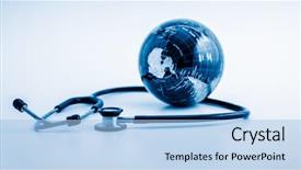  Presentation with healthcare - Amazing slides having global healthcare globe and stethoscope backdrop and a light blue colored foreground