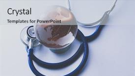  Presentation with globe - Slide deck with global healthcare globe and stethoscope background and a sky blue colored foreground