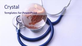  Presentation with globe - Theme with global healthcare globe and stethoscope background and a sky blue colored foreground