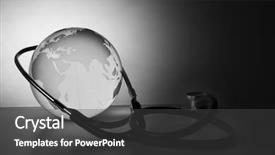  Presentation with globe - Slides enhanced with global healthcare globe and stethoscope background and a dark gray colored foreground
