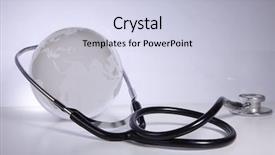  Presentation with globe - PPT layouts consisting of global healthcare globe and stethoscope background and a lemonade colored foreground