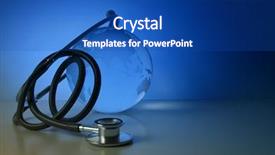  Presentation with globe - Colorful PPT layouts enhanced with global healthcare globe and stethoscope backdrop and a ocean colored foreground