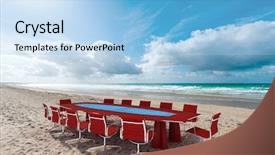  Presentation with meeting - Audience pleasing PPT layouts consisting of global holiday - meeting room by the water backdrop and a light blue colored foreground