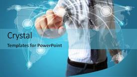  Presentation with structure - Colorful presentation design enhanced with global information - social network structure backdrop and a light blue colored foreground