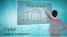  Presentation with asian - Presentation design having global justice - asian businesswoman pointing against stocks background and a light blue colored foreground