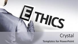  Presentation with business ethics - Cool new presentation with global justice - business man with the text backdrop and a light gray colored foreground