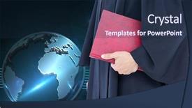  Presentation with digital book - Colorful slides enhanced with global justice - digital composite of midsection backdrop and a navy blue colored foreground