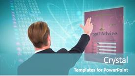  Presentation with shares - Cool new PPT theme with global justice - rear view of businessman pointing backdrop and a light blue colored foreground