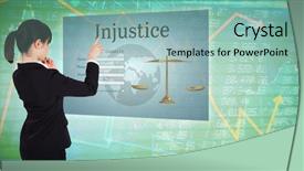  Presentation with stop violence against women - Amazing slides having global justice - thoughtful businesswoman pointing against stocks backdrop and a light blue colored foreground