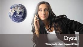  Presentation with business woman standing on maze - Presentation with global leaders - portrait of cute business woman background and a dark gray colored foreground