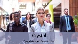  Presentation with young business people - Presentation theme featuring global leaders - young multiethnic business people group background and a  colored foreground