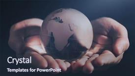  Presentation with palm - Slide deck consisting of global leadership - business man holding earth planet background and a wine colored foreground