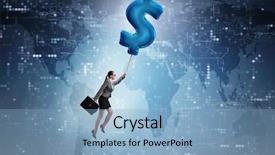  Presentation with dollar sign - Colorful slides enhanced with global leadership free - businesswoman flying on dollar sign backdrop and a  colored foreground