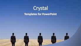  Presentation with find - Slides having global leadership free - five businessman in the field background and a ocean colored foreground