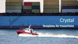  Presentation with container port - Slide deck with  background and a  colored foreground