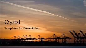  Presentation with world trade - Presentation theme consisting of containers and cargo of world trade move through a busy port background and a coral colored foreground