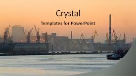  Presentation with sea port - Beautiful theme featuring coal vessel - sea port odessa at dusk backdrop and a lemonade colored foreground
