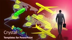  Presentation with global logistics - PPT theme consisting of global-logistics-concept-with-businessman background and a wine colored foreground